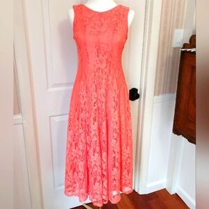 Nwt!! DANNY AND NICOLE Elegant Coral Lace Spring Summer Flowy